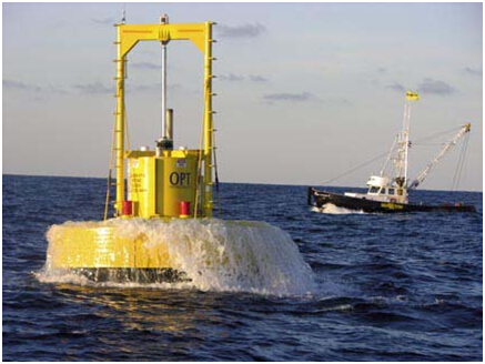 图5未下水的漂浮式振荡浮子波浪能发电装置图片图6在海中漂浮式振荡